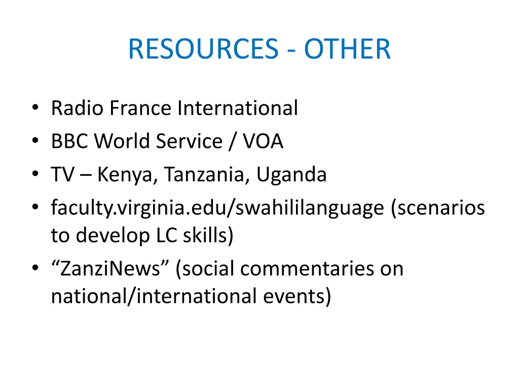 resources other