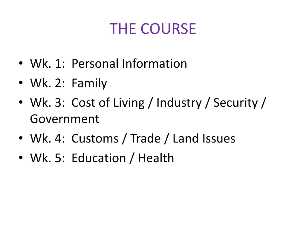 the course