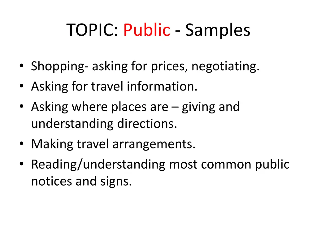 topic public samples