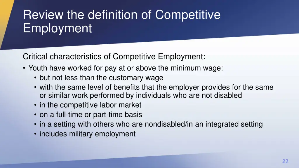 review the definition of competitive employment