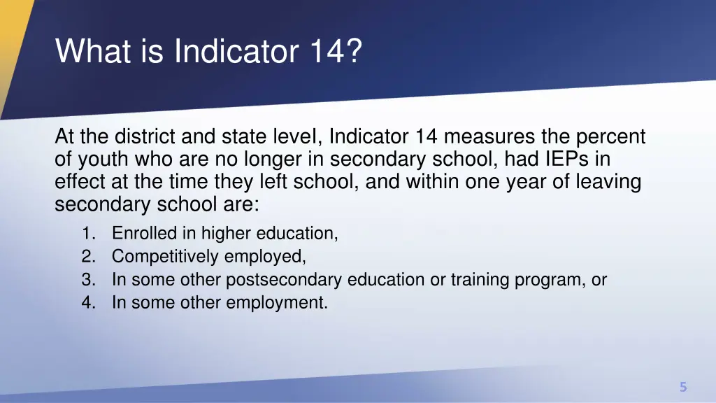 what is indicator 14