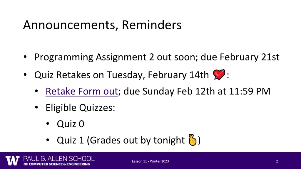 announcements reminders