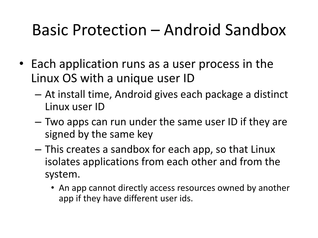 basic protection android sandbox