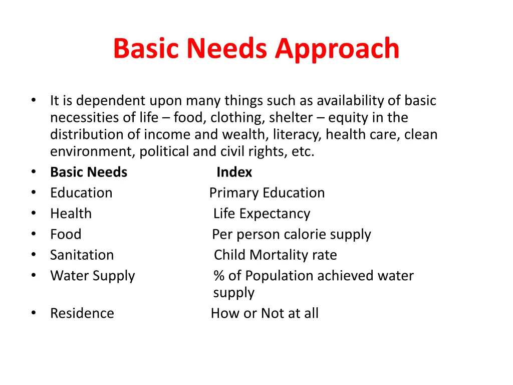 basic needs approach