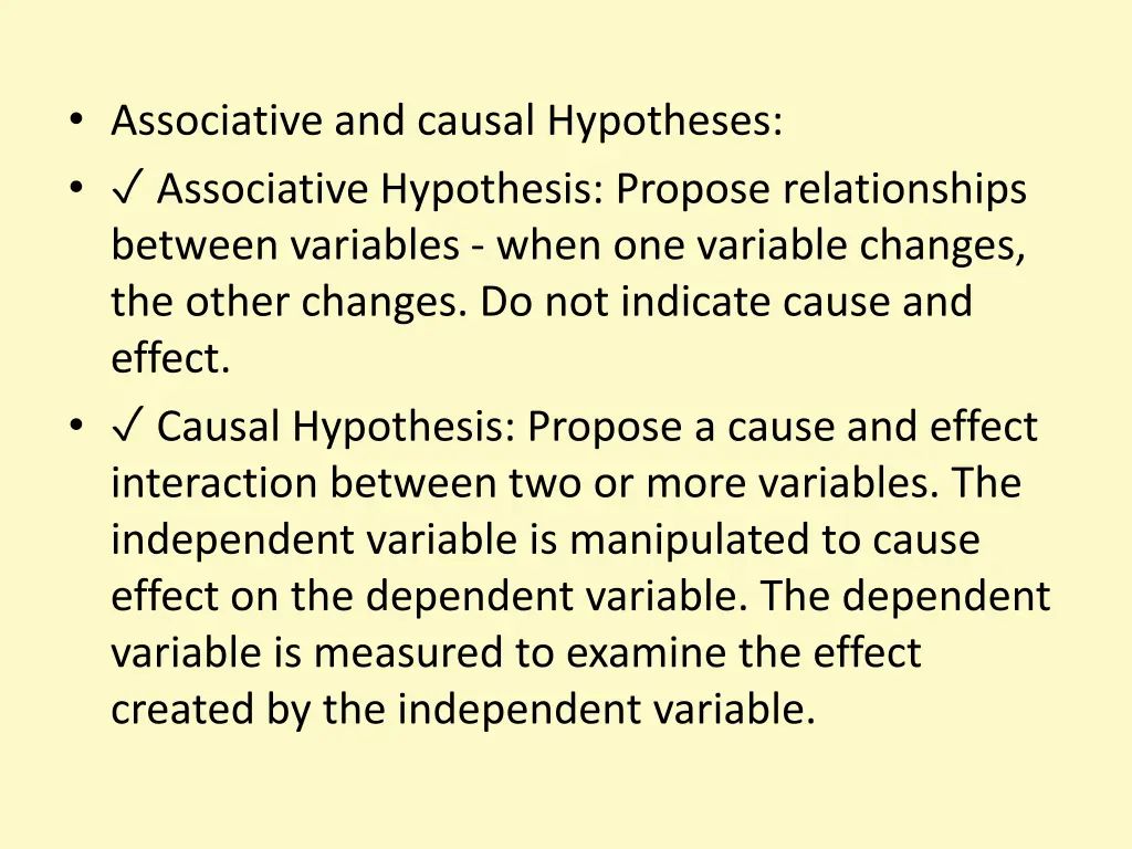 associative and causal hypotheses associative