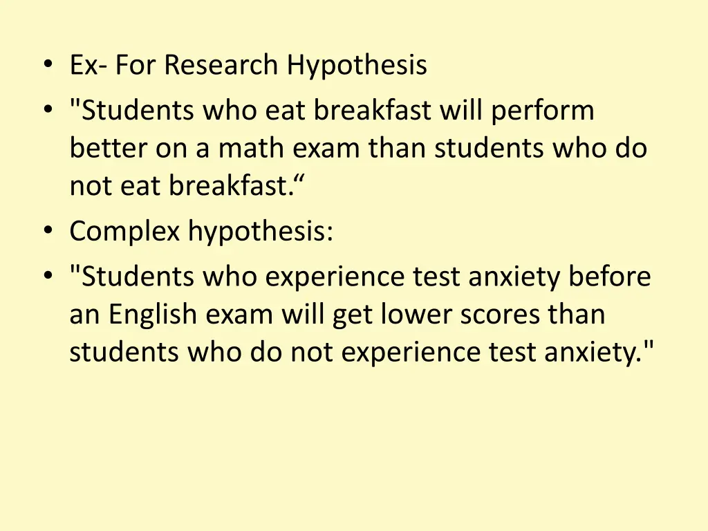 ex for research hypothesis students