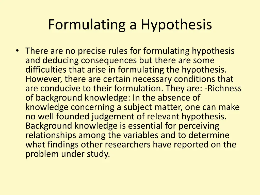 formulating a hypothesis
