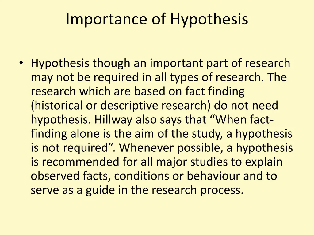 importance of hypothesis