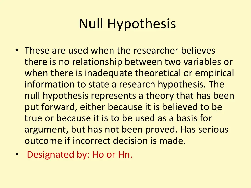 null hypothesis