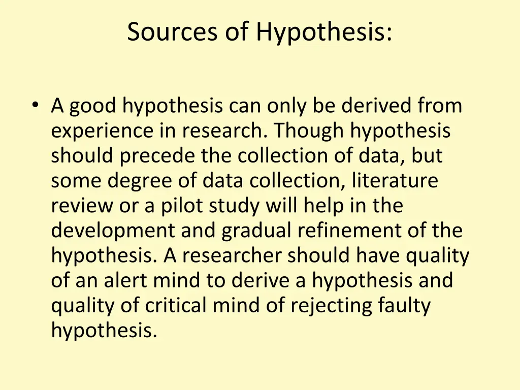 sources of hypothesis
