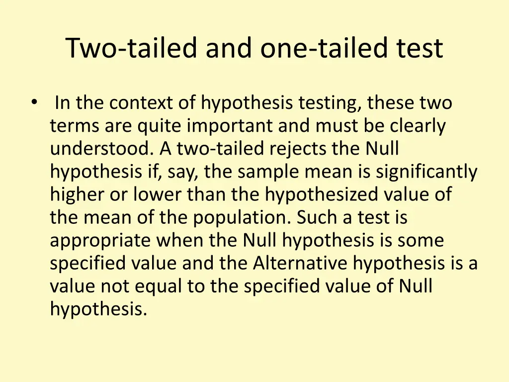 two tailed and one tailed test