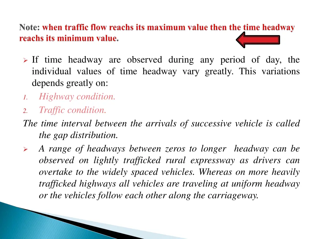 if time headway are observed during any period