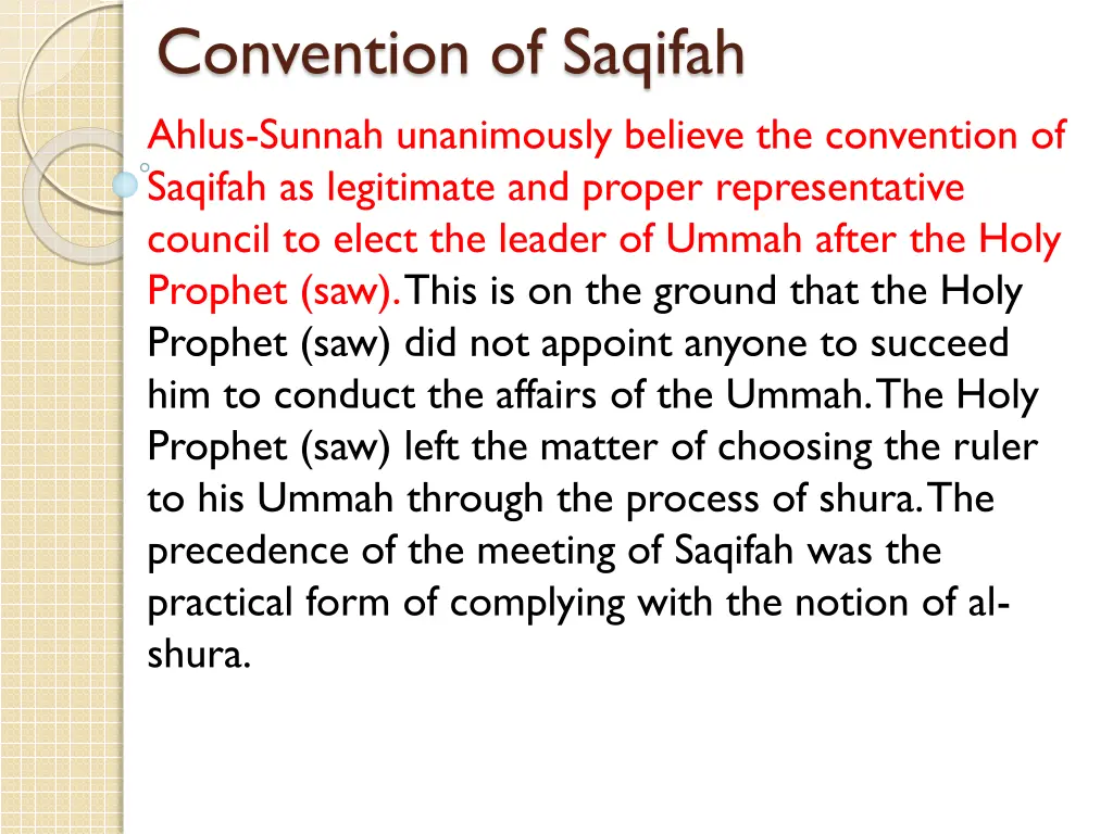 convention of saqifah ahlus sunnah unanimously