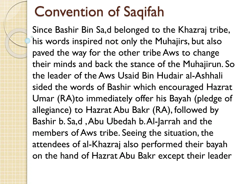 convention of saqifah since bashir