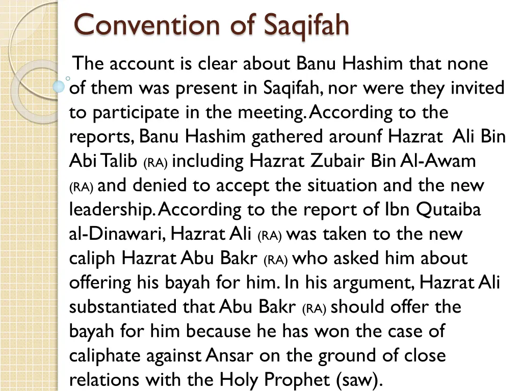 convention of saqifah the account is clear about