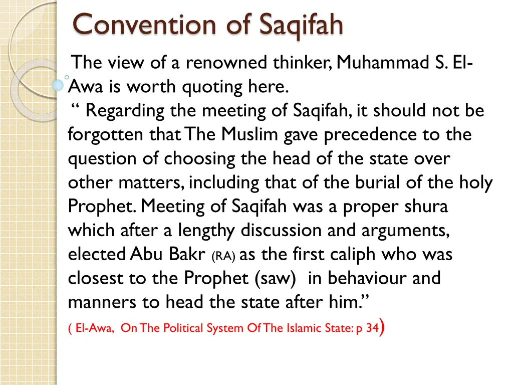 convention of saqifah the view of a renowned