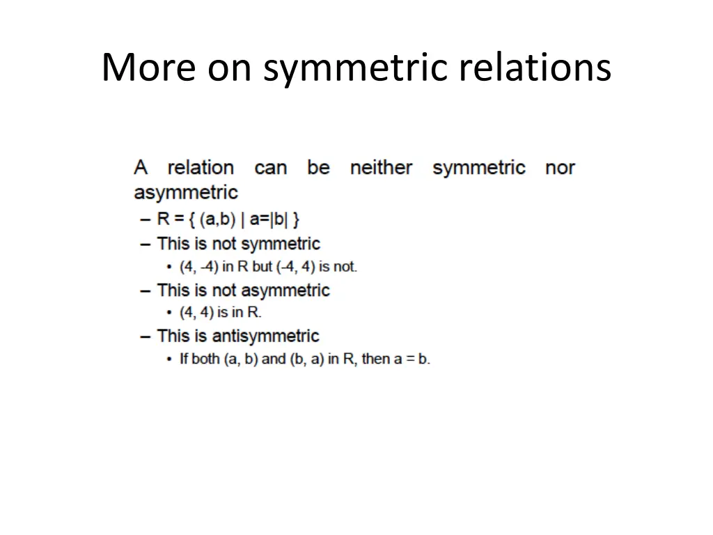 more on symmetric relations
