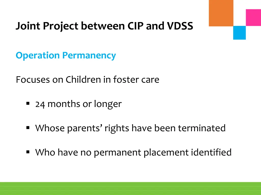 joint project between cip and vdss