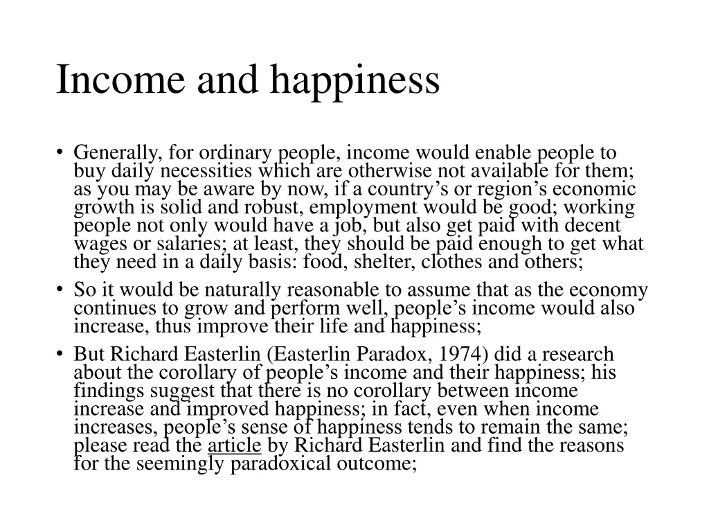 income and happiness
