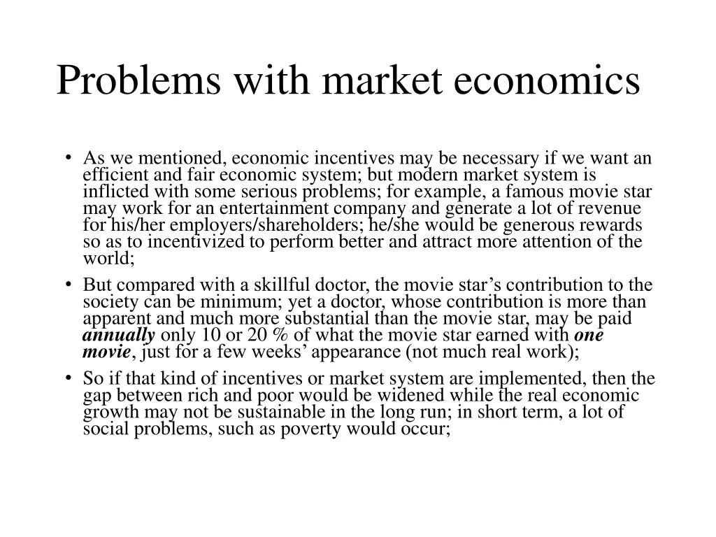 problems with market economics