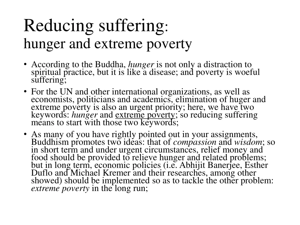 reducing suffering hunger and extreme poverty