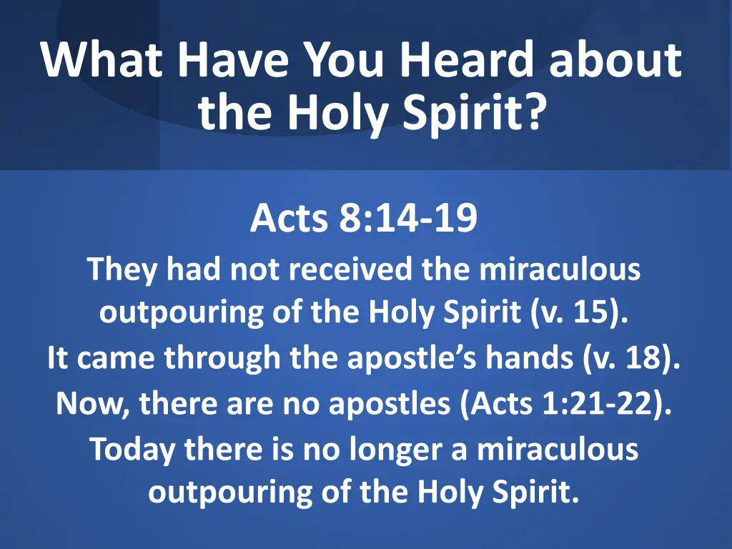 what have you heard about the holy spirit 1