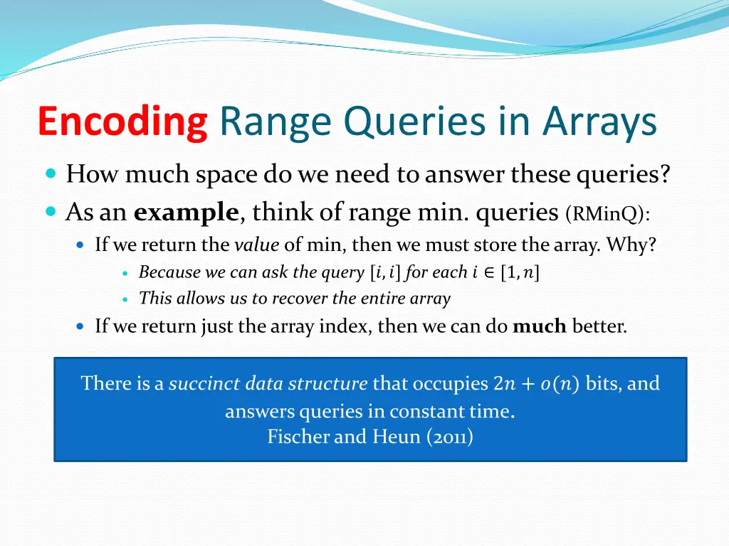 encoding range queries in arrays