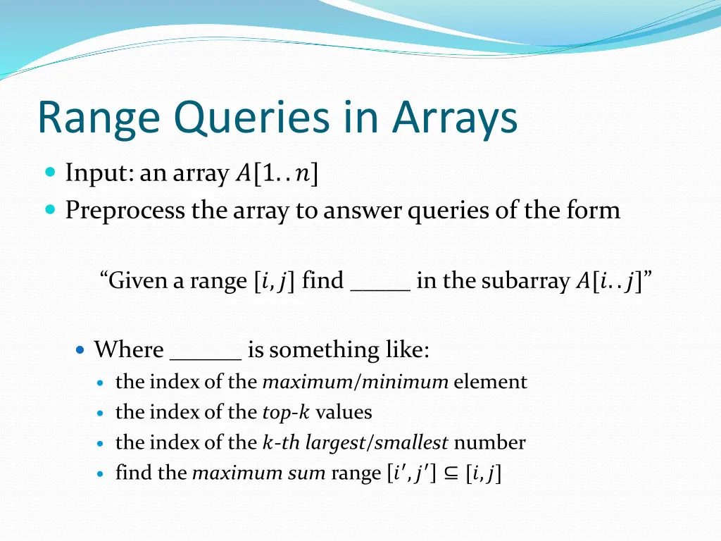 range queries in arrays
