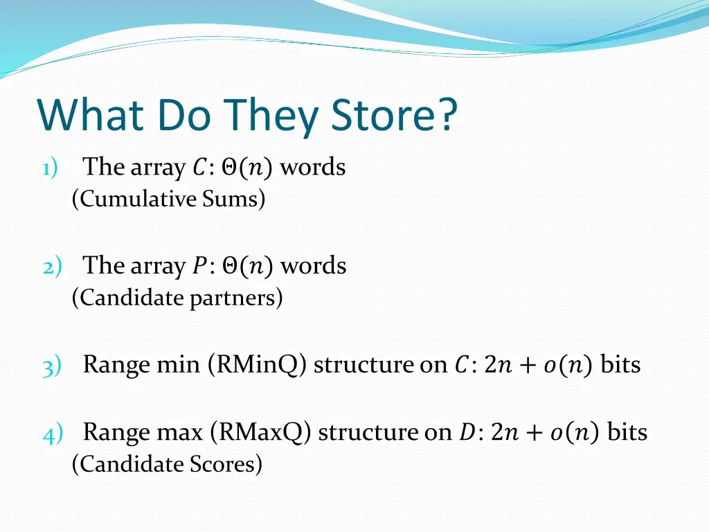 what do they store the array words cumulative sums