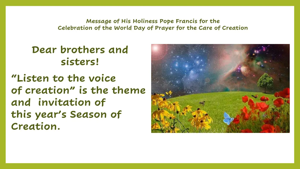 message of his holiness pope francis