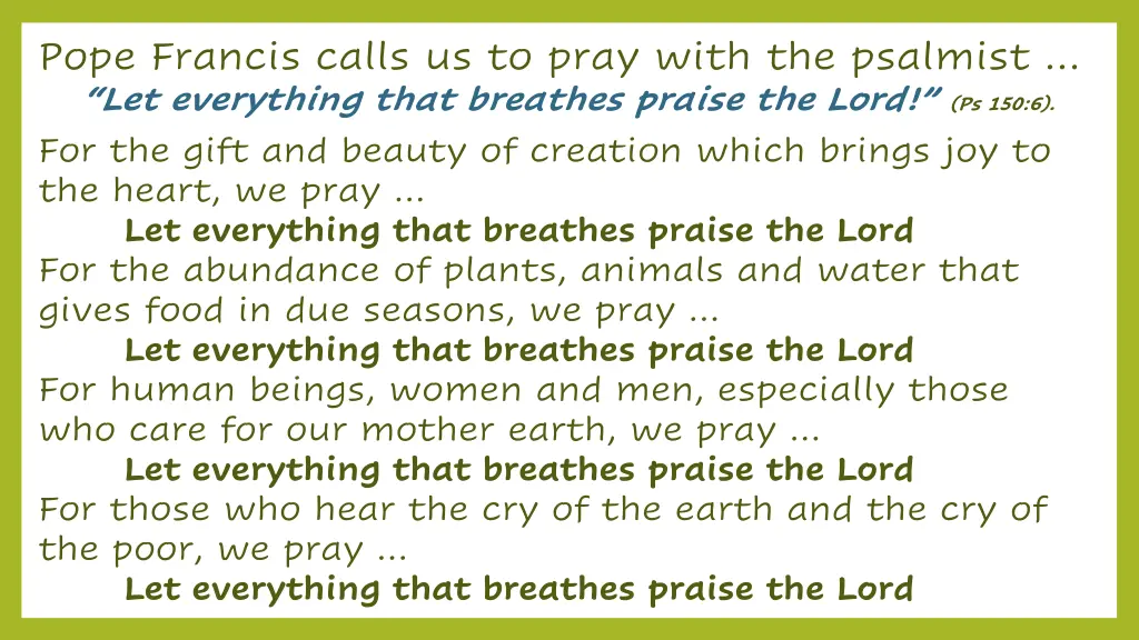 pope francis calls us to pray with the psalmist