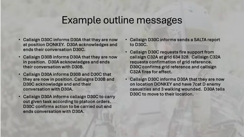 example outline messages