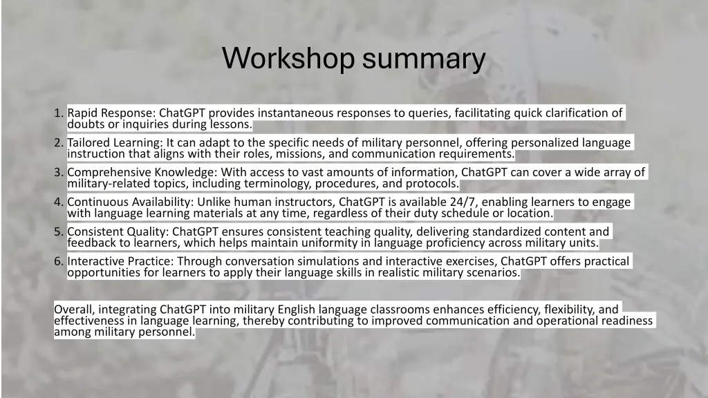 workshop summary