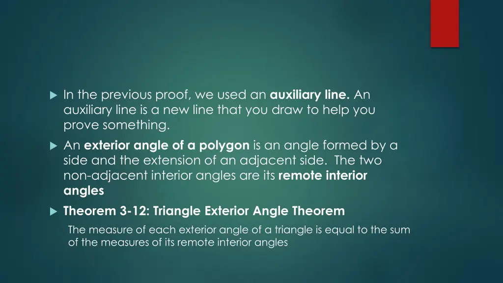 in the previous proof we used an auxiliary line
