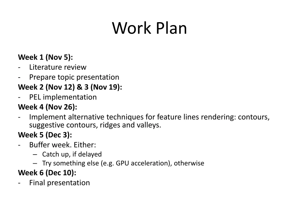 work plan