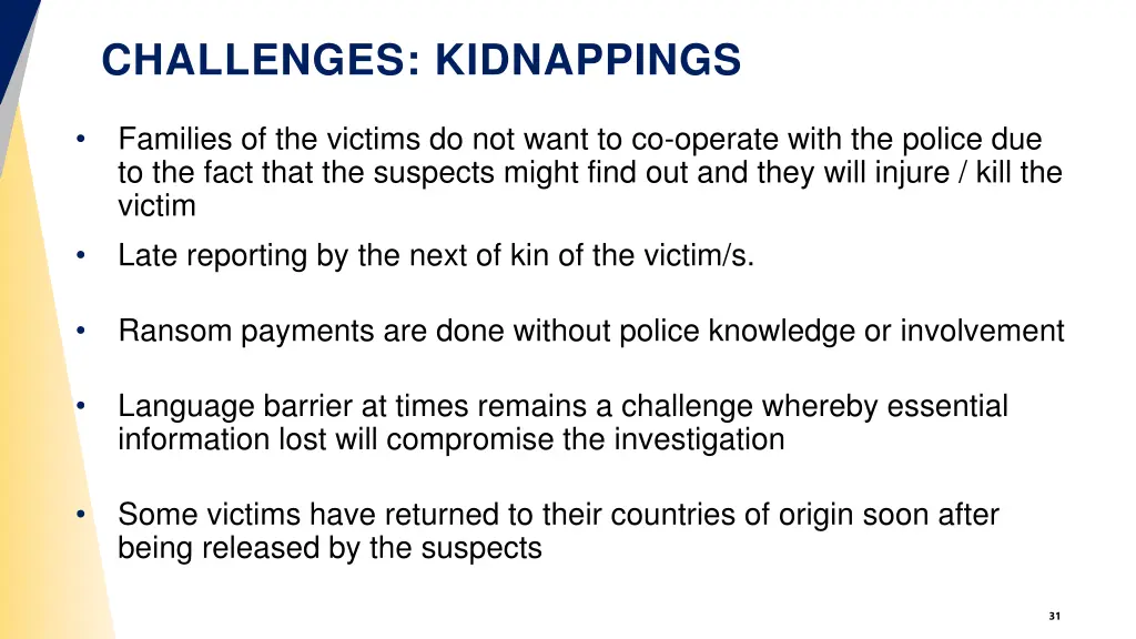 challenges kidnappings