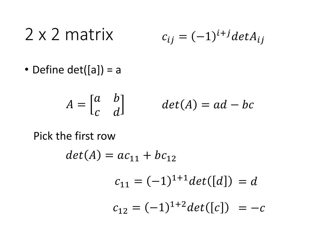 2 x 2 matrix