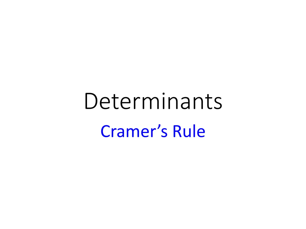 determinants cramer s rule