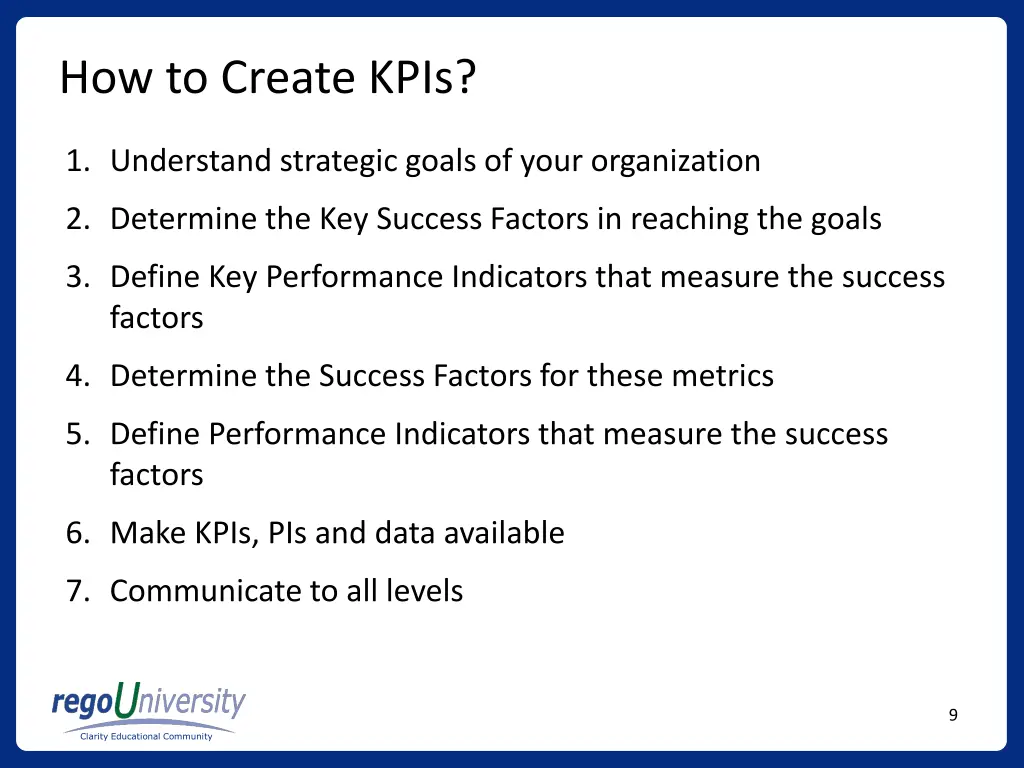 how to create kpis