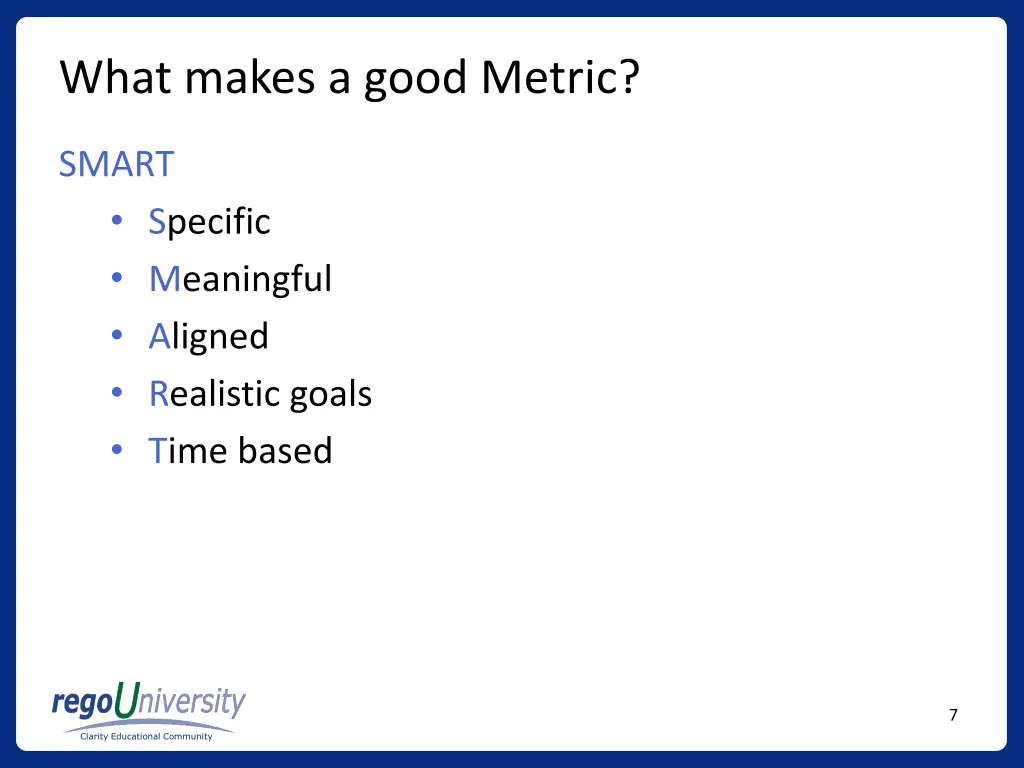what makes a good metric