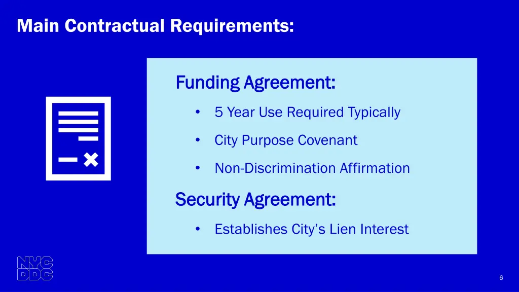 main contractual requirements
