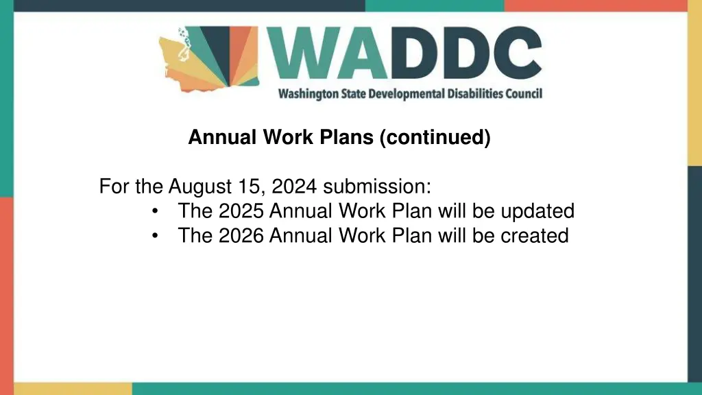 annual work plans continued