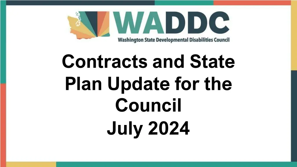 contracts and state plan update for the council