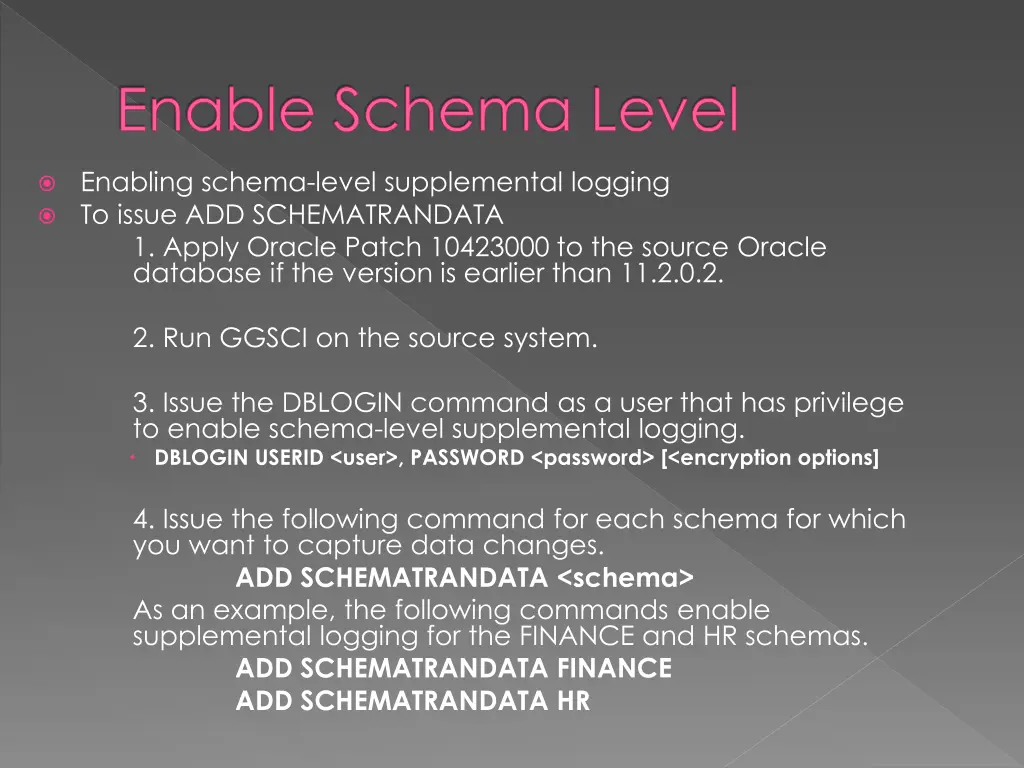 enable schema level