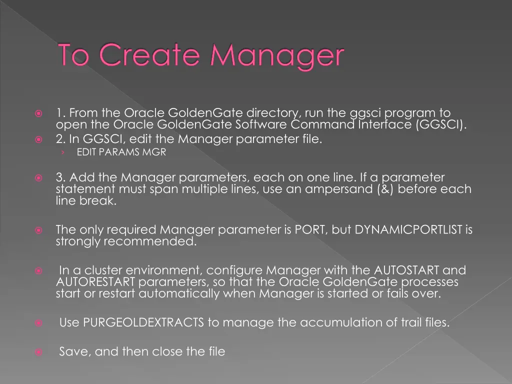 to create manager