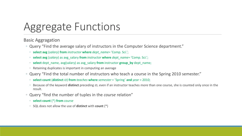 aggregate functions 1