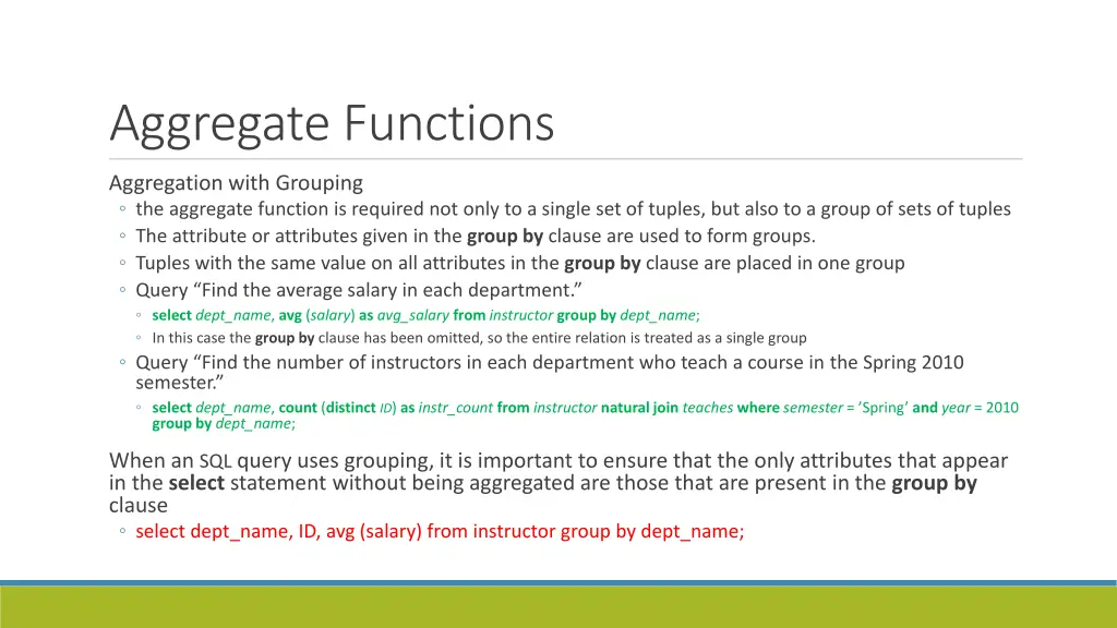 aggregate functions 2