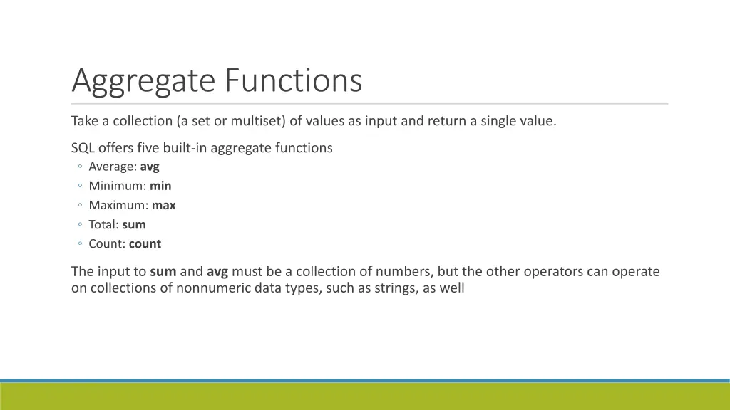 aggregate functions