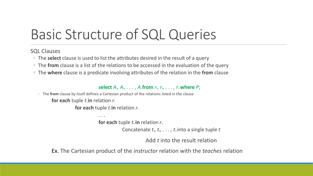 basic structure of sql queries 2