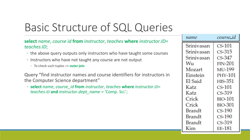 basic structure of sql queries 3